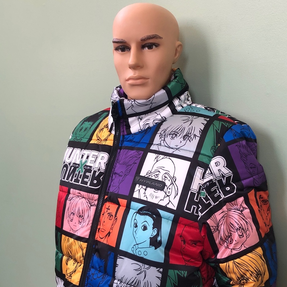 Hunter X Hypland Colorblock Anime Character Full-Zip Puffer Coat Men's Large